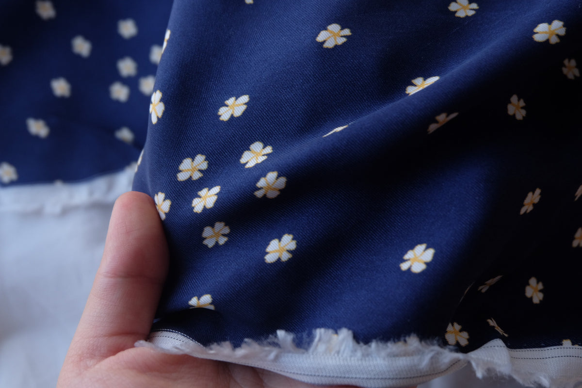 Enzyme-Washed Navy Floral Cupro – 2.7 yd