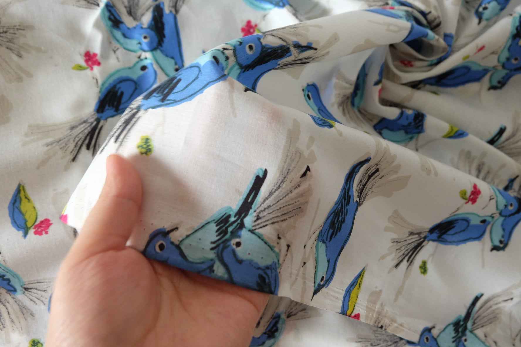 Blue Bird Ultra-Light Cotton Voile Fabric – 2.2 Yards
