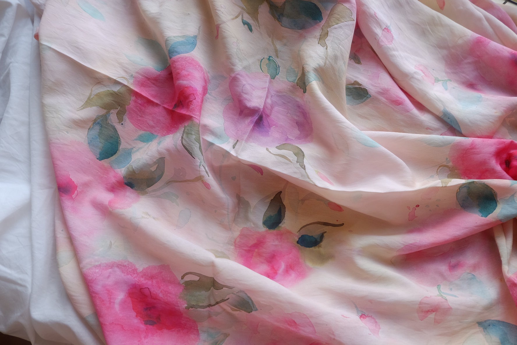 Watercolor Rose Cotton Nylon Blend – 3.3 yd