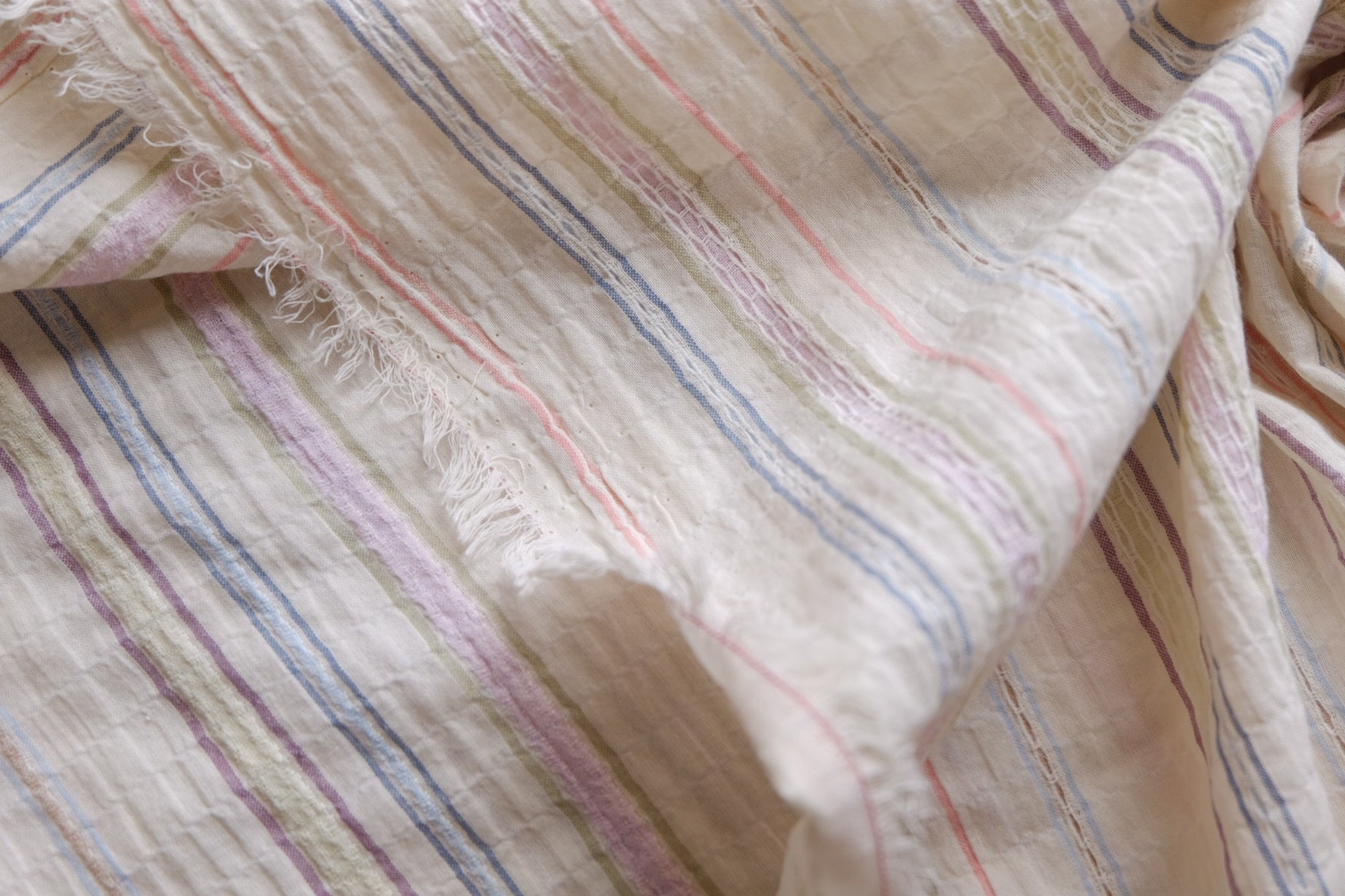 Pastel Stripe Crinkled Jacquard Cotton – 1.6 yd