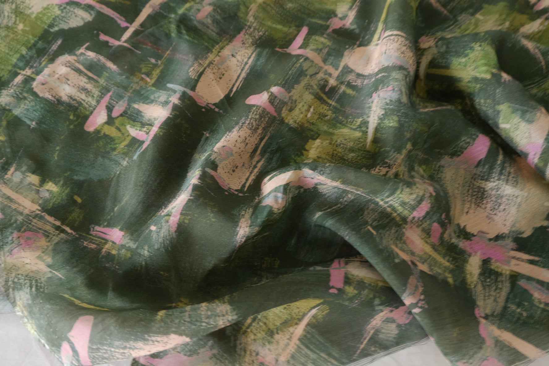 Painterly Abstract Tencel Linen Blend Fabric – 3.3 yd