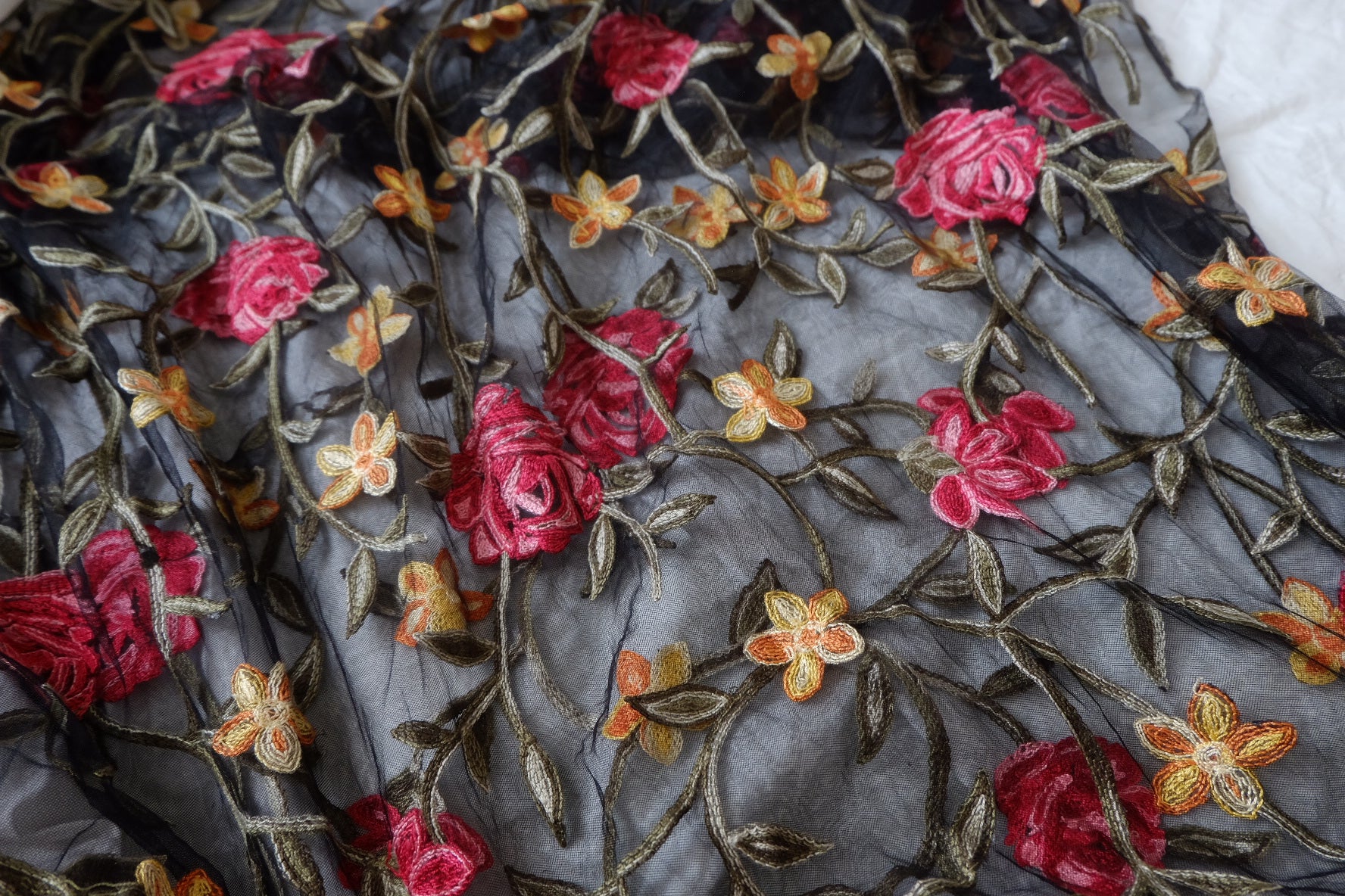Heavy Embroidered Wide Tulle for Occasion Dresses 1.6 Yards
