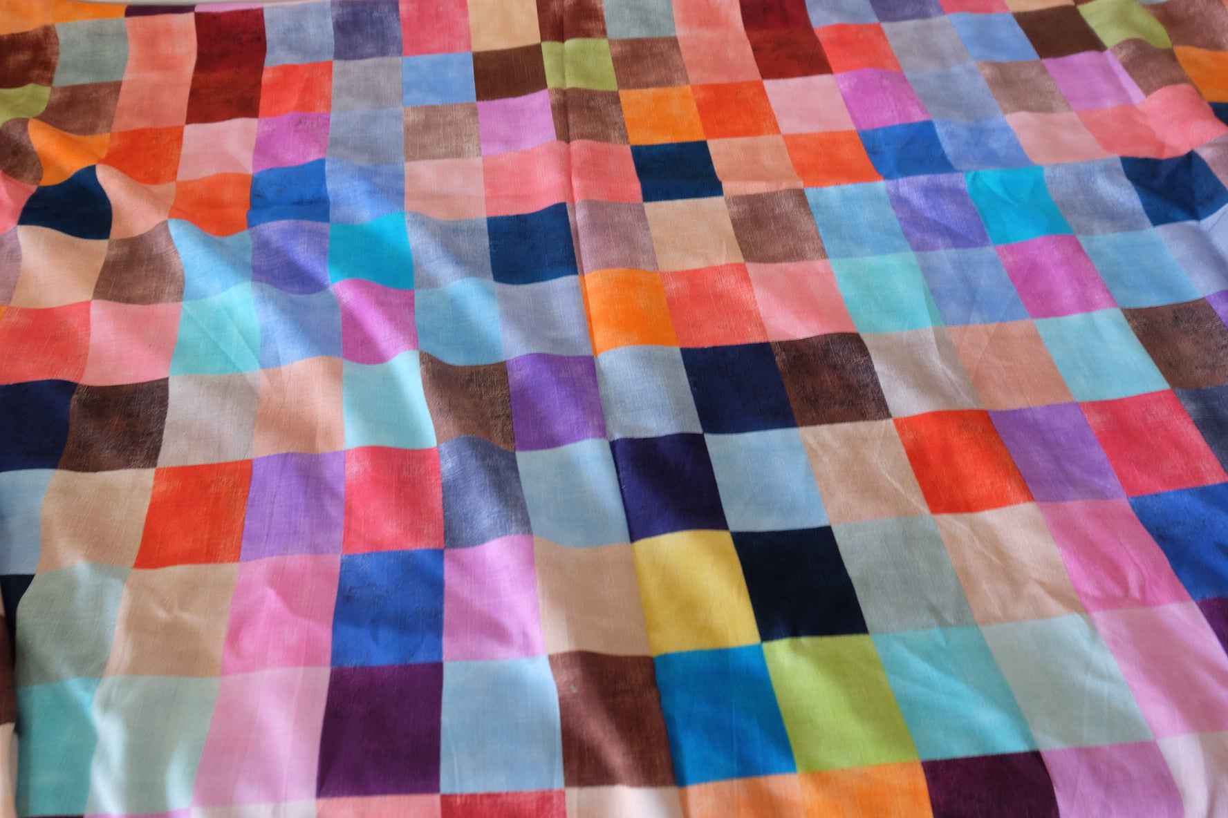 Colorful Plaid Rayon Challis Fabric – 2.7 yd