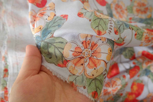 Strawberry Floral Linen Cotton Fabric – 2.2 Yards