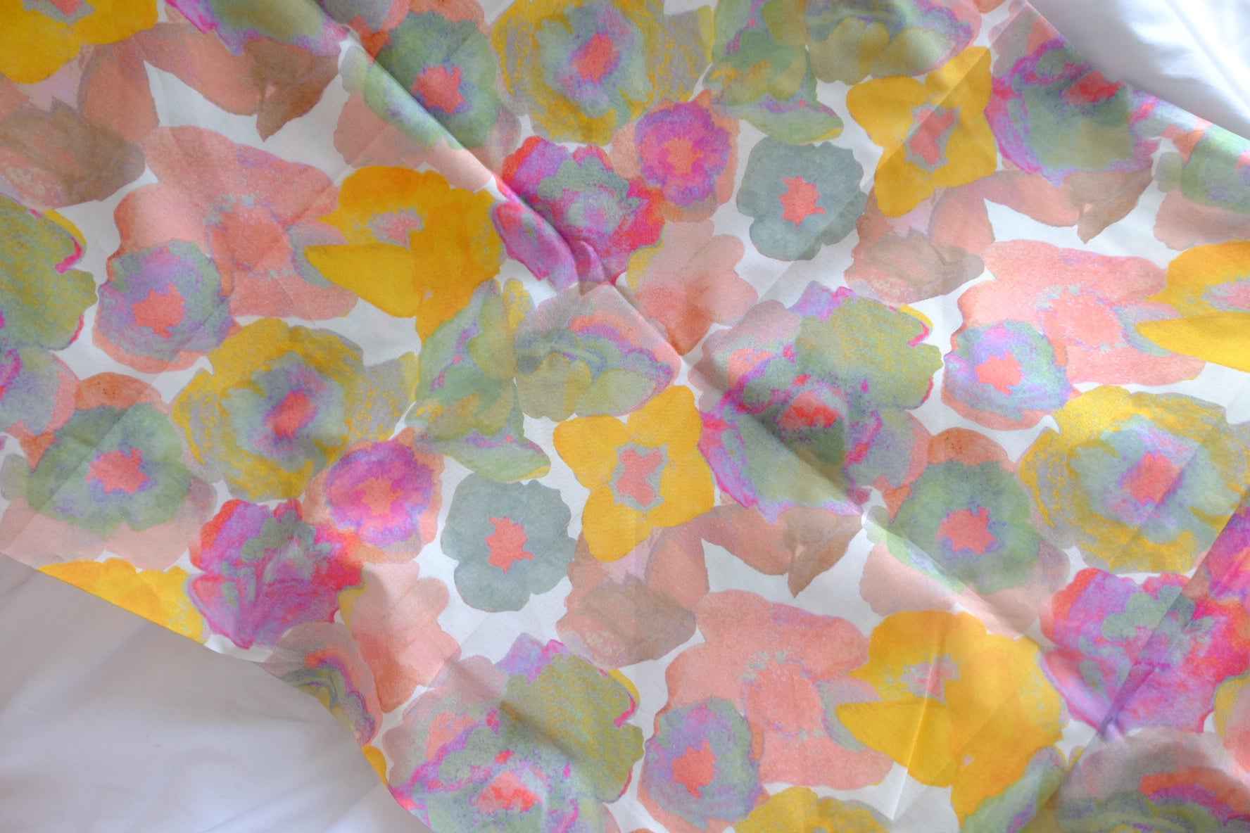 Painterly Summer Floral Cotton Lawn Fabric - 3.94 yd