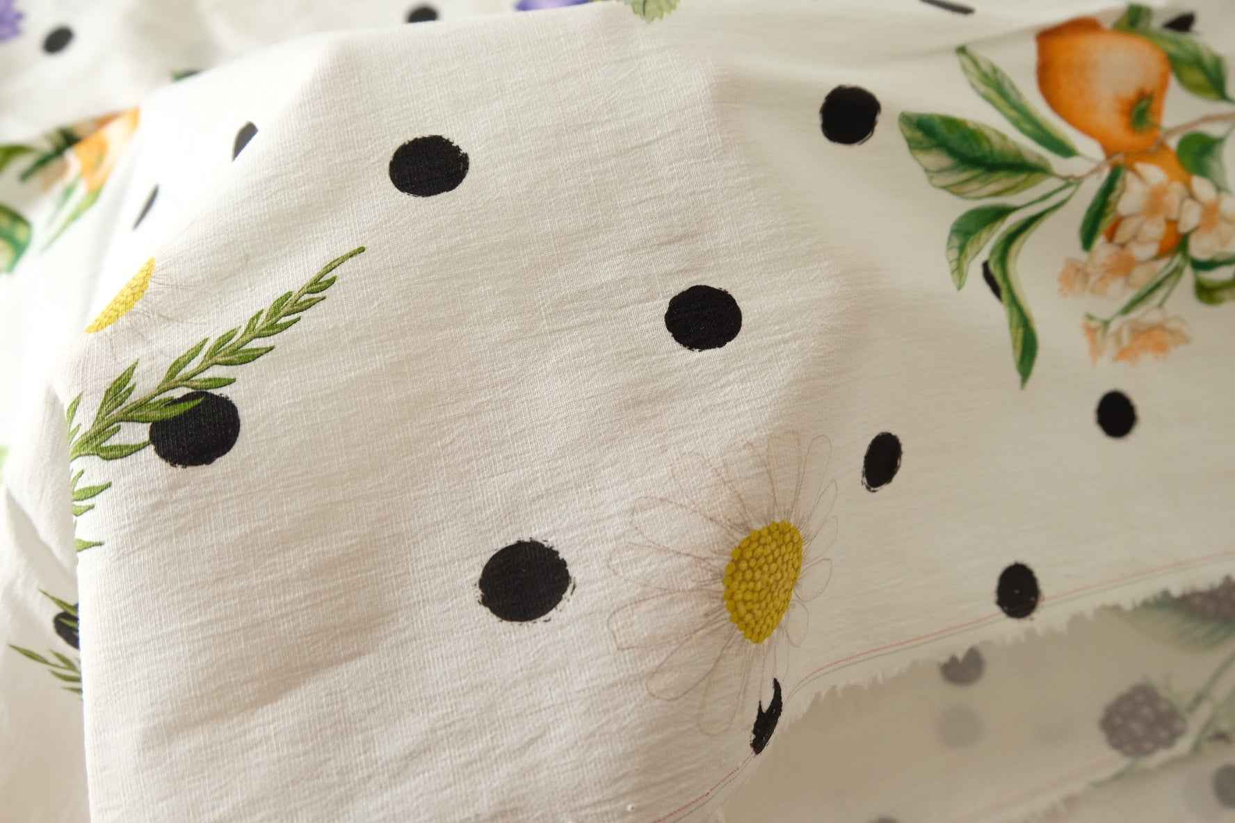 Pima Cotton Botanical Polka Dot Poplin Fabric – 2.2 Yards