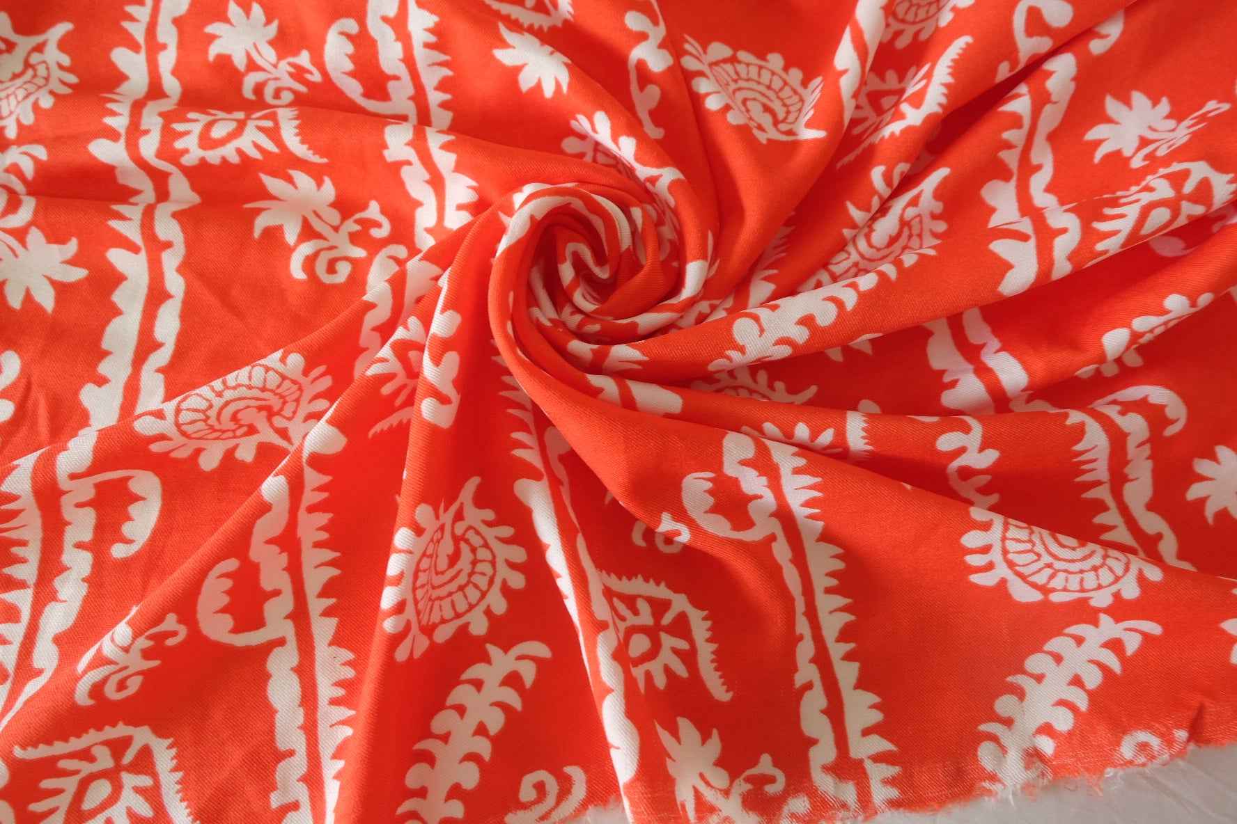 Orange Twill Rayon Challis — 3.28 yd