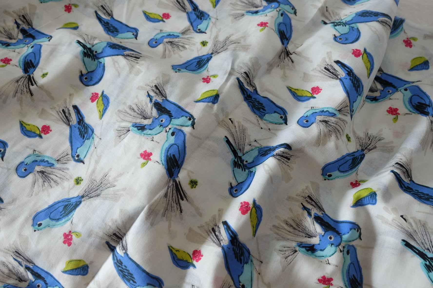 Blue Bird Ultra-Light Cotton Voile Fabric – 2.2 Yards