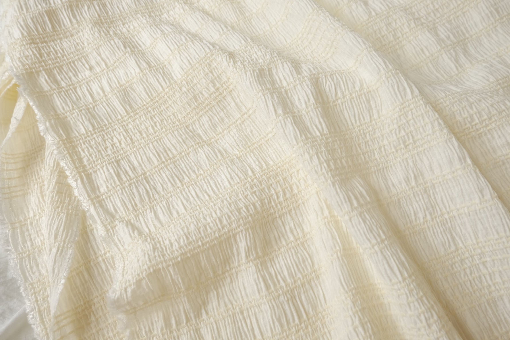 Textured Cream Tencel Cotton Crinkle Fabric - 1.64 yd