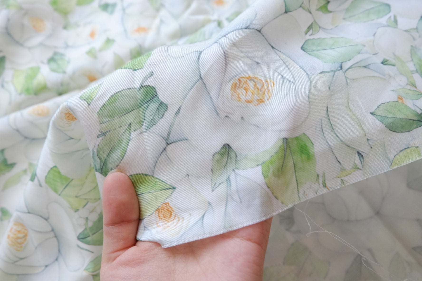 White Camellia Drapey Twill Tencel Fabric - 3.28 yd