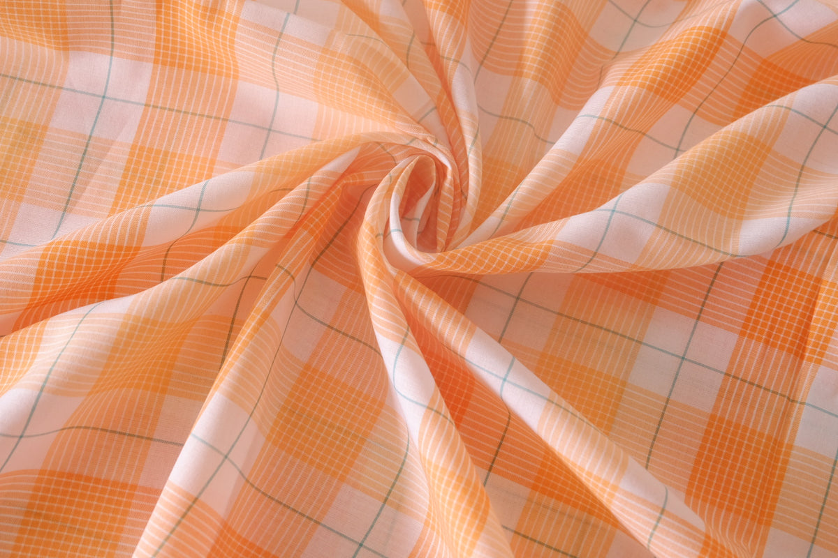 Apricot Mint Yarn-Dyed Cotton Check – 3.3 yd