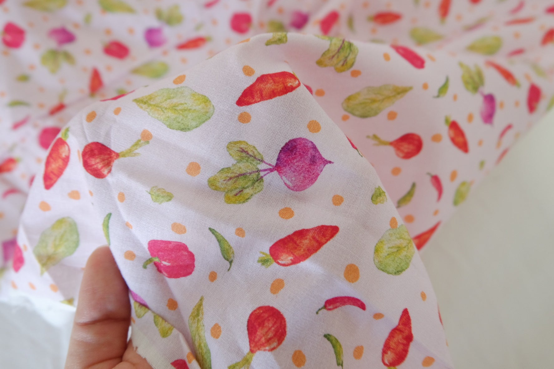 Pink Vegetable Print Cotton Fabric – 3.6 yd