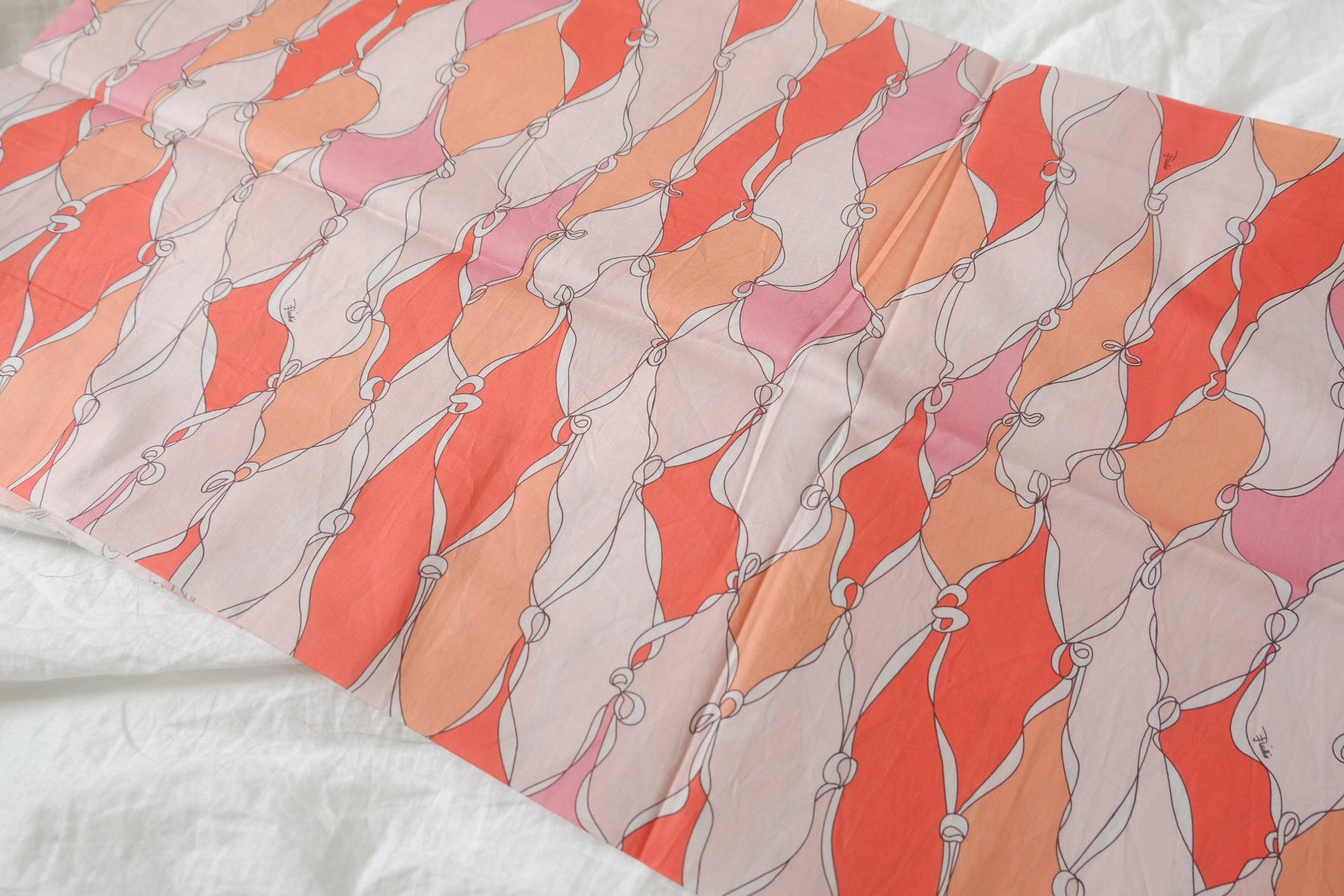 Coral Scarf Print Cotton Lawn Fabric - 1.31 yd
