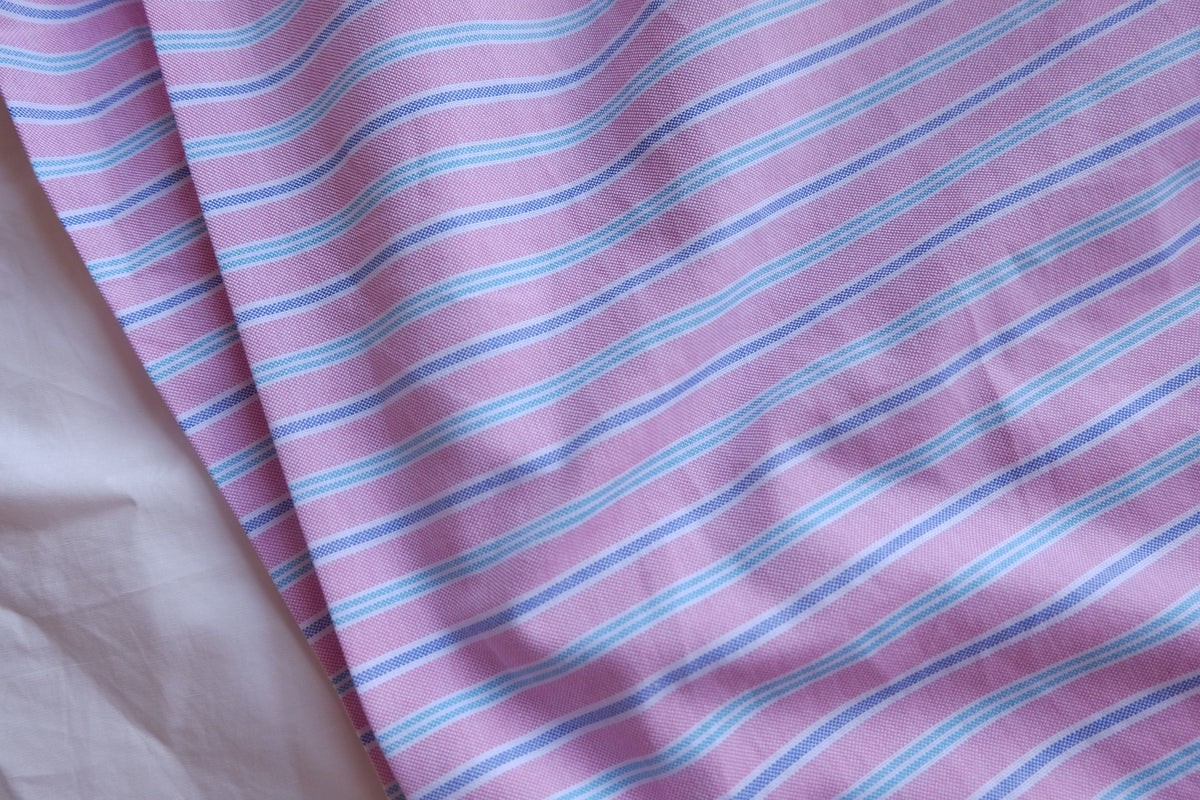 Pink Blue Striped Cotton Linen – 2.2 yd