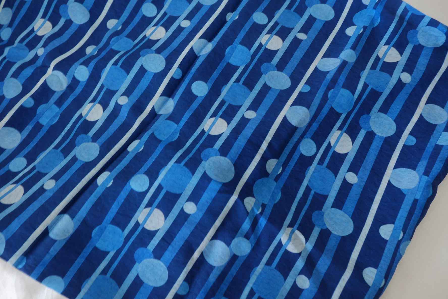 Blue Abstract Dot Stripe Fabric – Cotton Nylon Blend Drapey Fabric – 1.6 yd