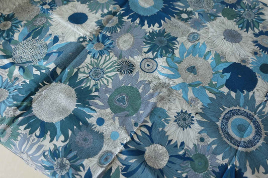 Blue Sunflower Cotton Poplin — 2.62 yd