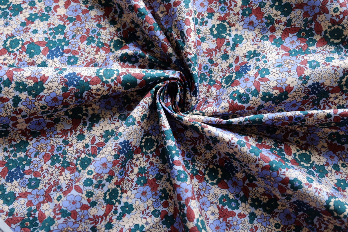 Blue Vintage Floral Cotton Lawn – 2.2 yd