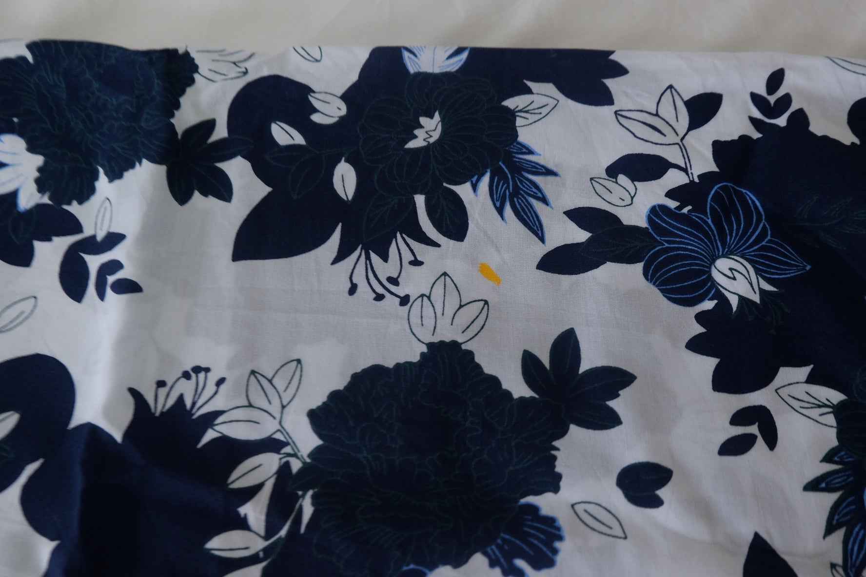 Midnight Blue Floral Cotton Fabric — Slightly Imperfect – 3.3 yd