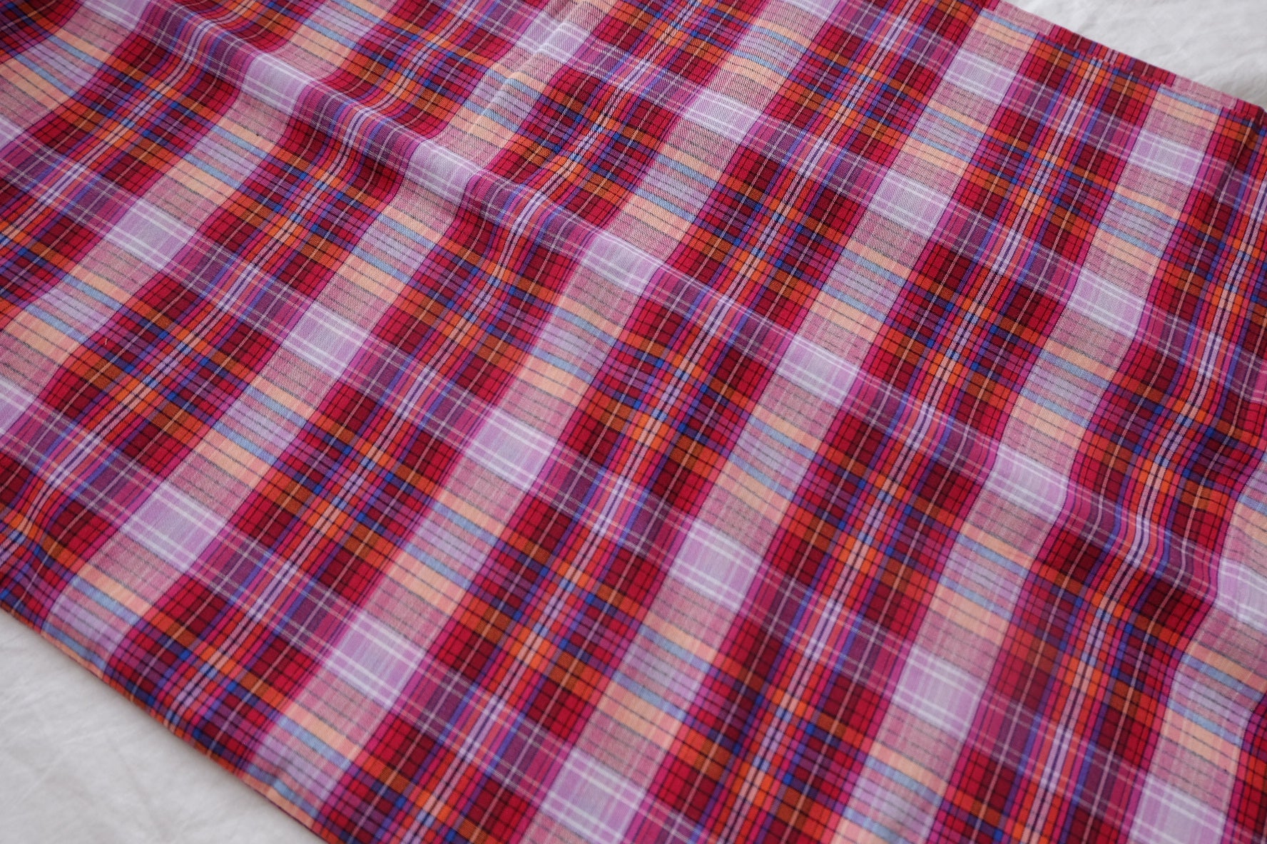Colorful Madras Check Cotton Fabric - 3.28 yd