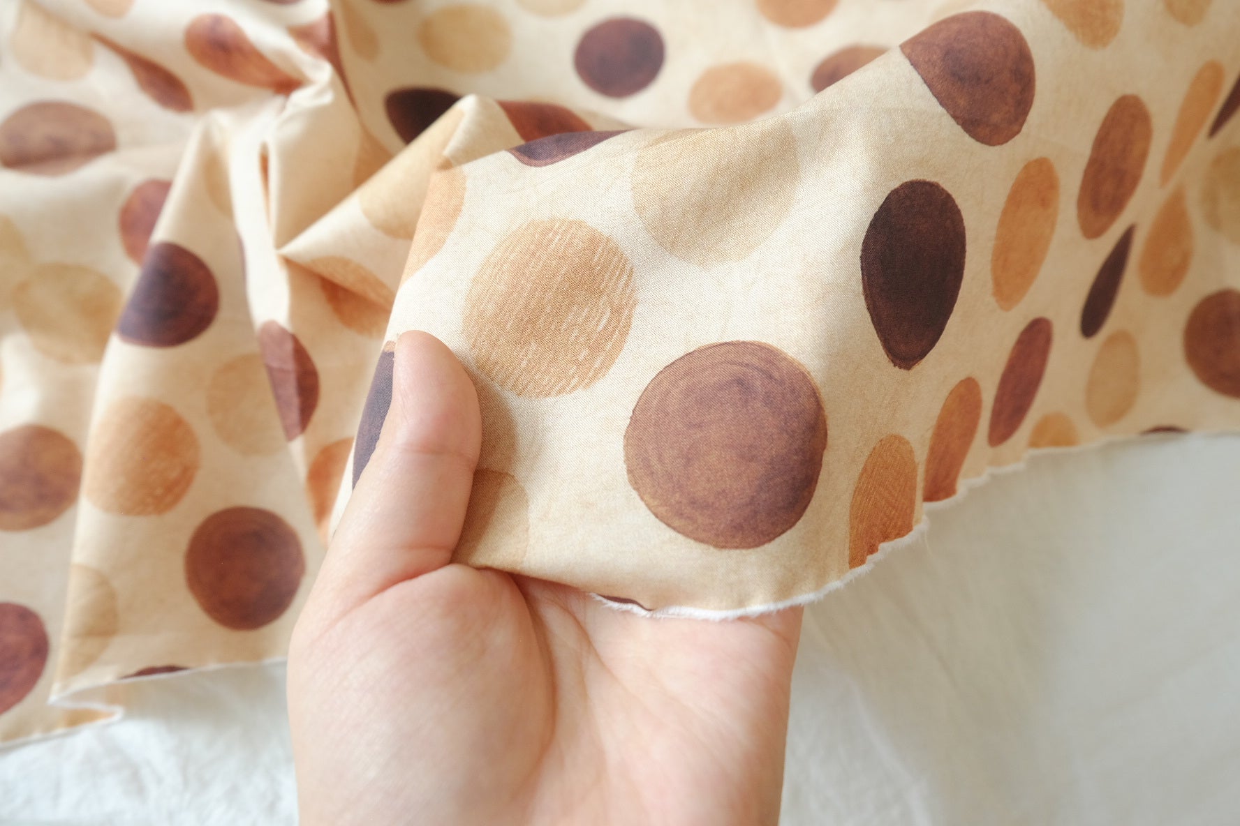 Watercolor Earth-Tone Dot Crisp Cotton Micro Twill — 2 yd