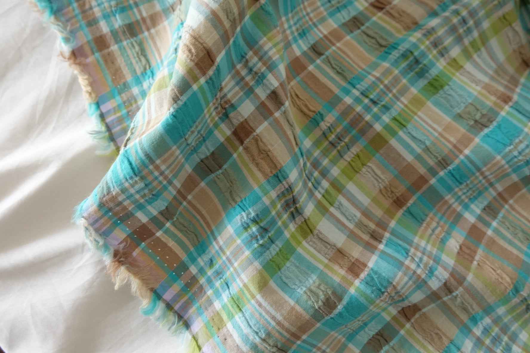 Textured Woven Plaid Cotton Fabric – 1.6 yd