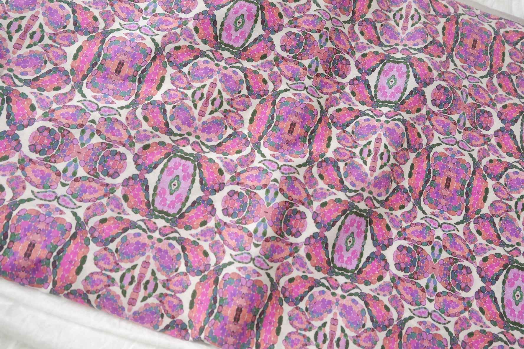 Pink Mosaic Floral Cotton Lawn — 1.64 yd Piece