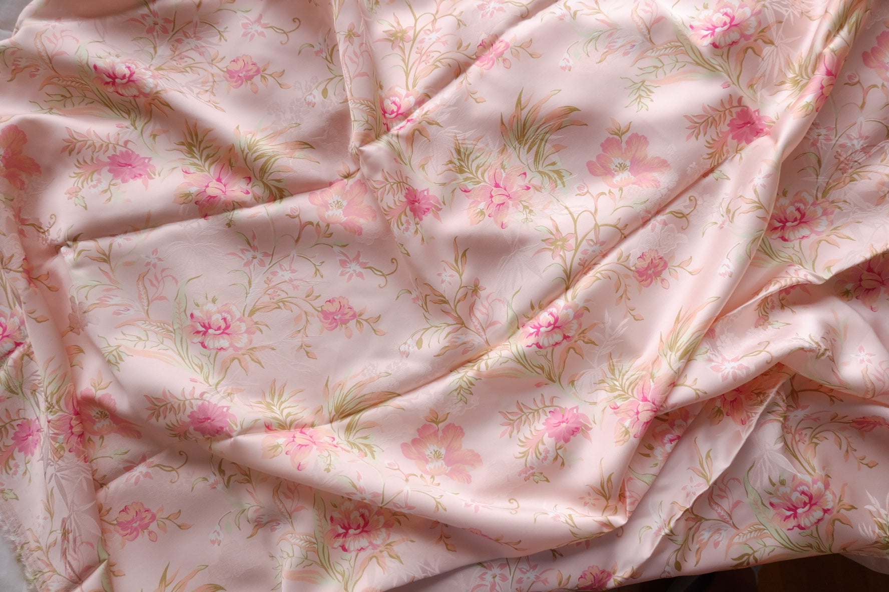 Blush Floral Viscose Jacquard Satin – 2.2 yd