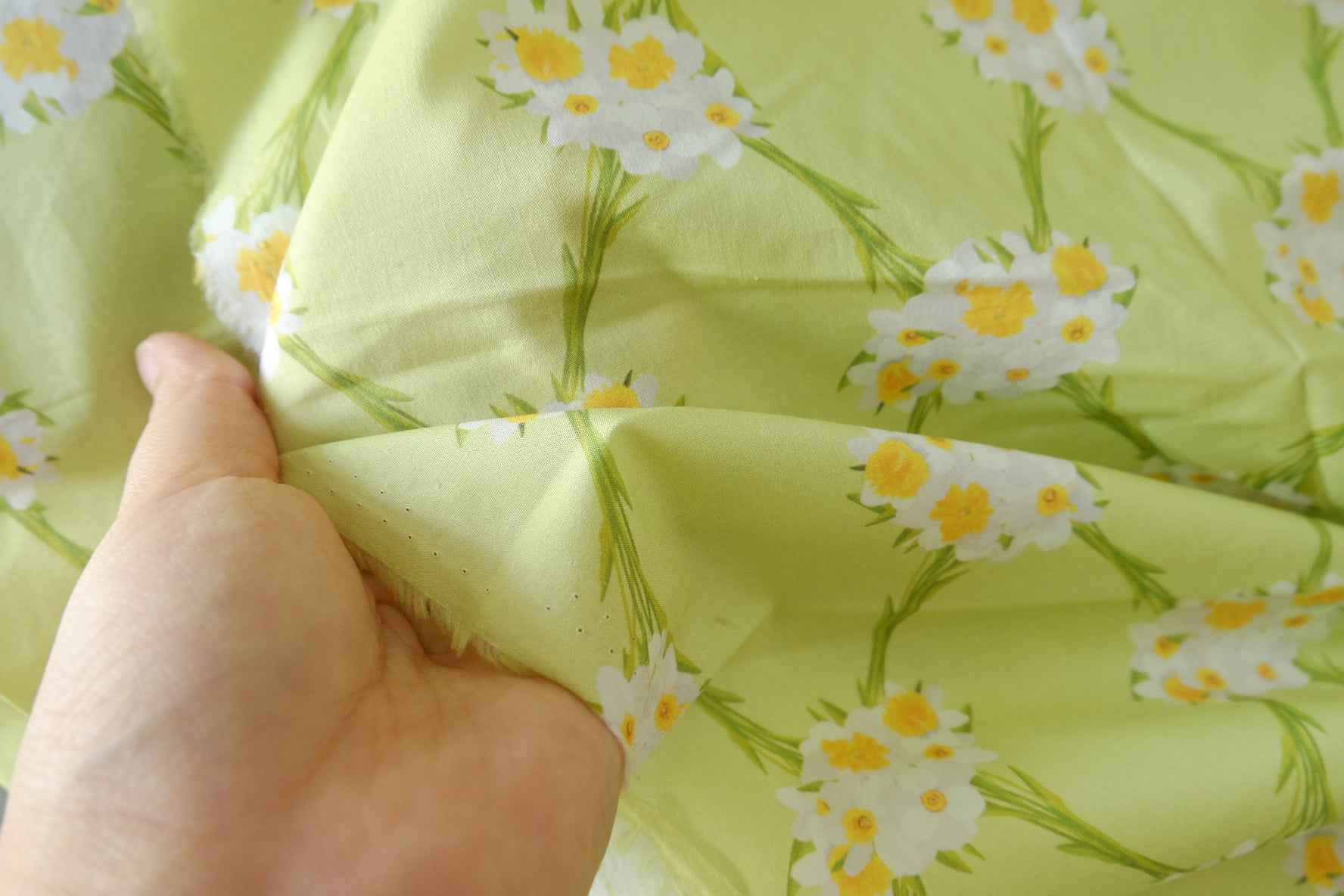 Lime Green Floral Cotton Lawn Fabric – 2.4 yd
