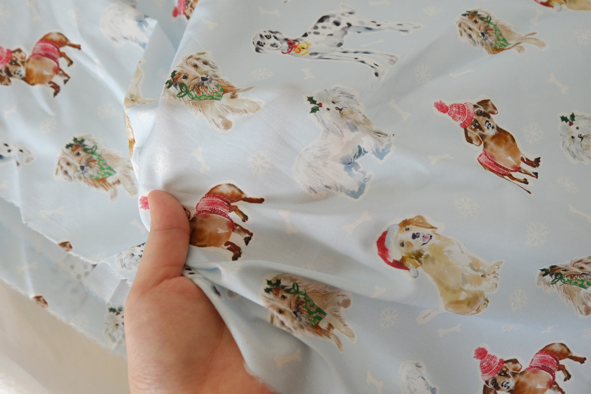 Christmas Pups – Festive Dogs Cotton Poplin – 2.2 yd