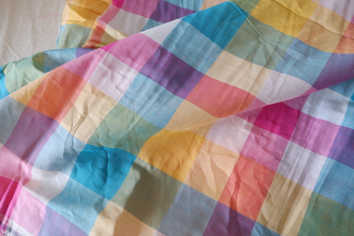 Pastel Rainbow Plaid Yarn-Dyed Cotton – 3.3 yd