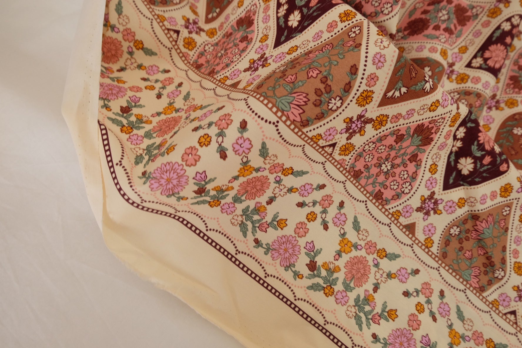 Vintage Floral Tile Cotton Poplin Fabric – 2.2 yd