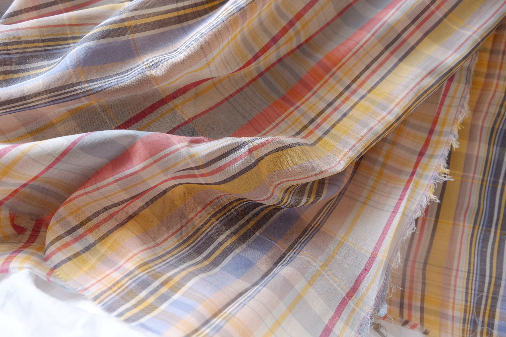 Soft Pastel Plaid Yarn-Dyed Cotton Gauze Fabric - 3.28 yd