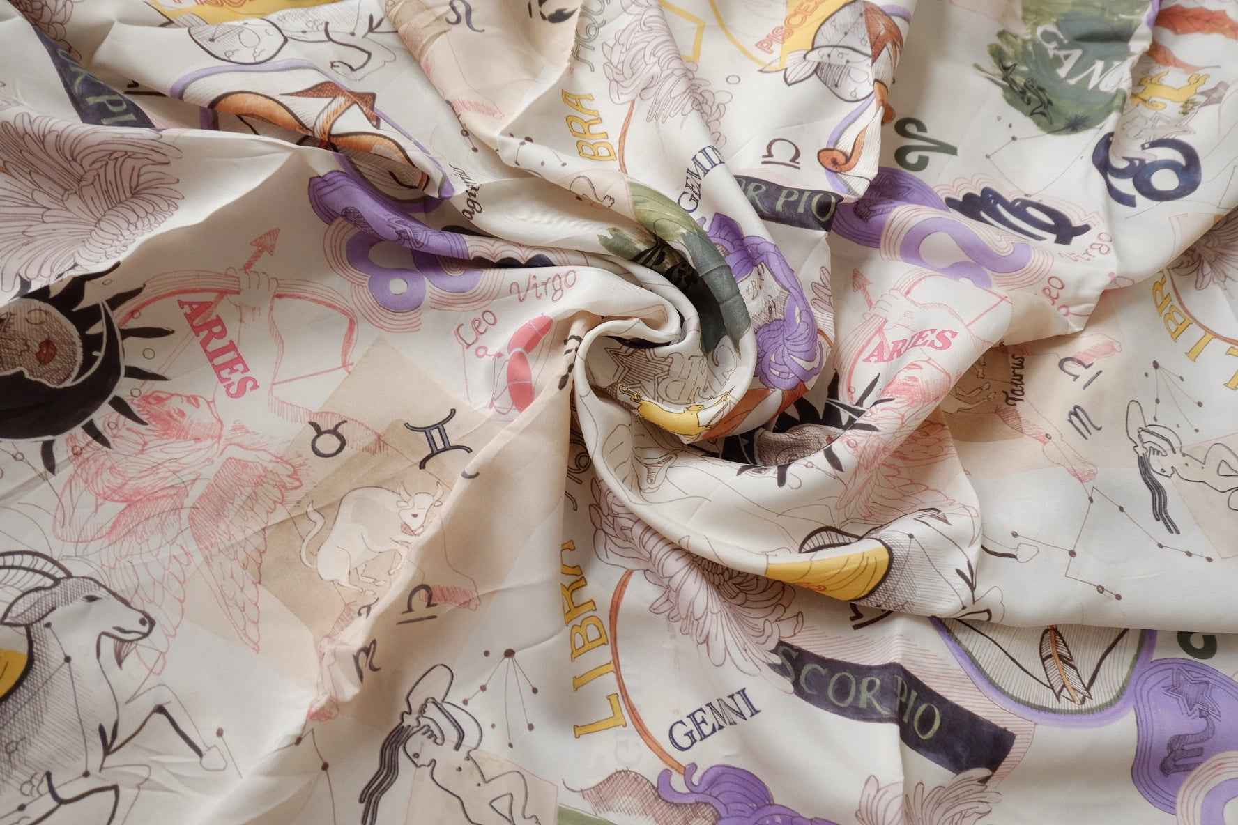 Zodiac Print Cupro Designer Deadstock Fabric - 3.28 yd