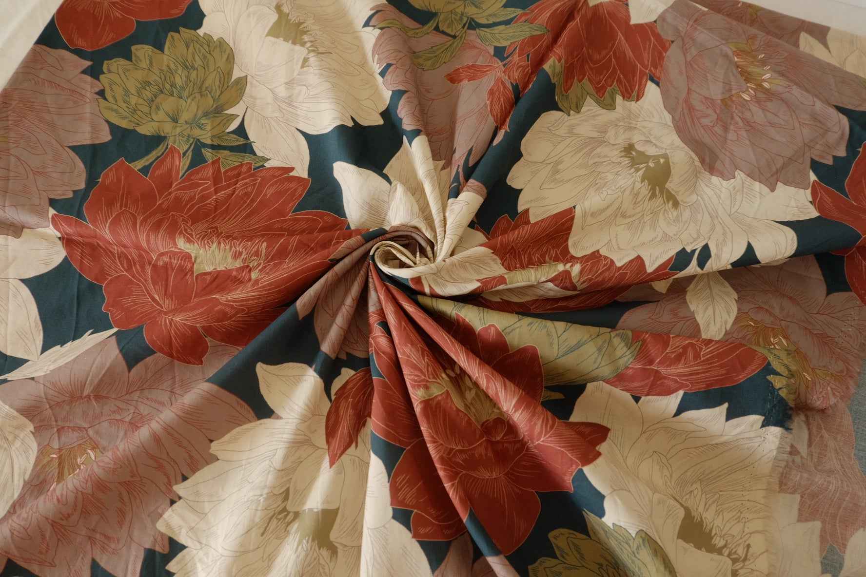 Large Floral Cotton Voile Fabric – 2.9 yd
