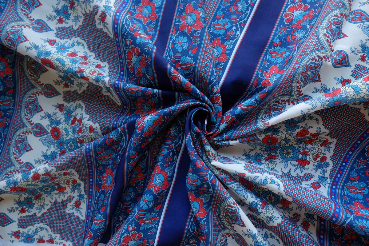 Vintage Floral Stripe Cotton Poplin – 2.19 yd