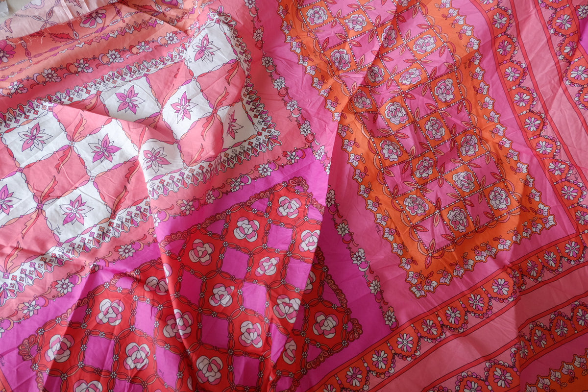 Pink & Orange Scarf-Print Cotton Lawn — 1.2 yd