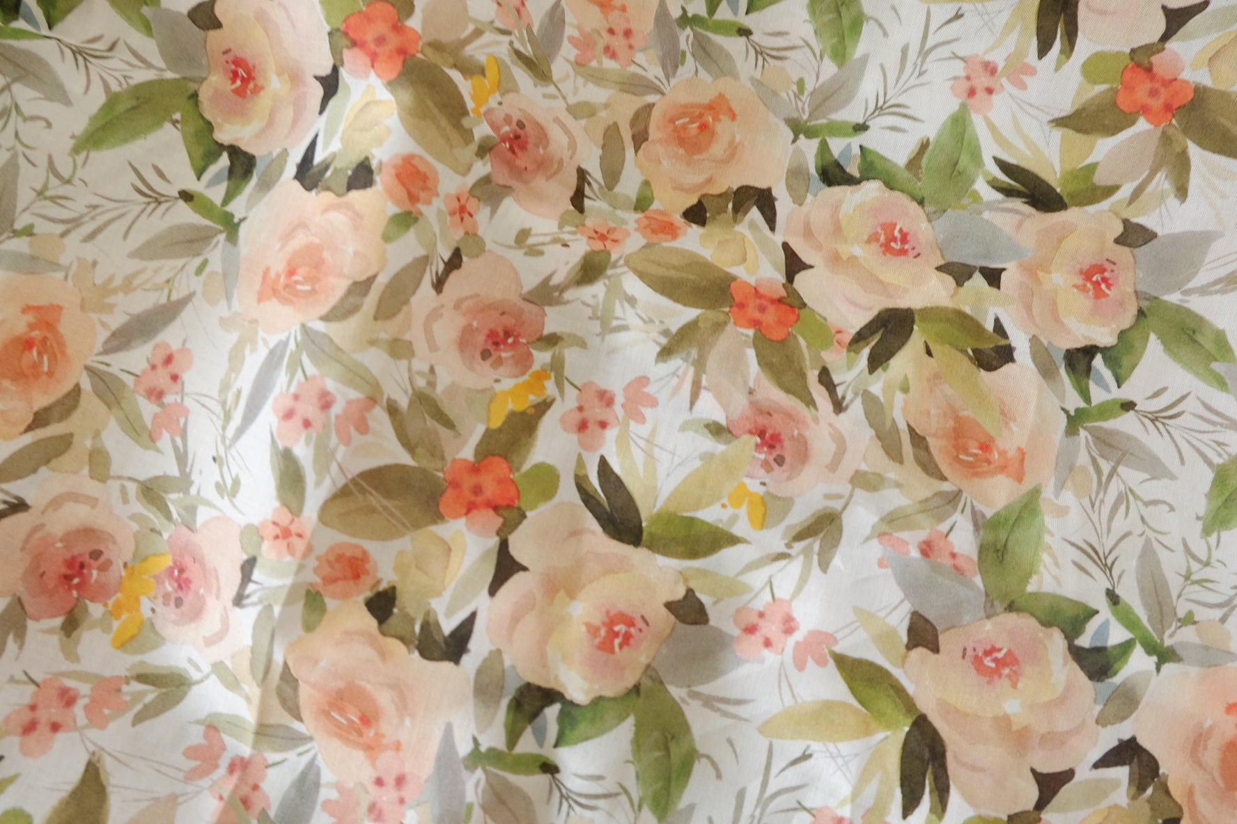 Blush Garden Watercolor Floral Ultra-Fine 100-Count Cotton Fabric– 3.28 yd