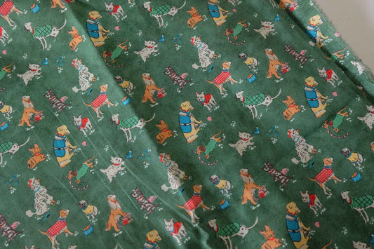 Playful Dog Print Cotton Twill Fabric – 2.2 yd