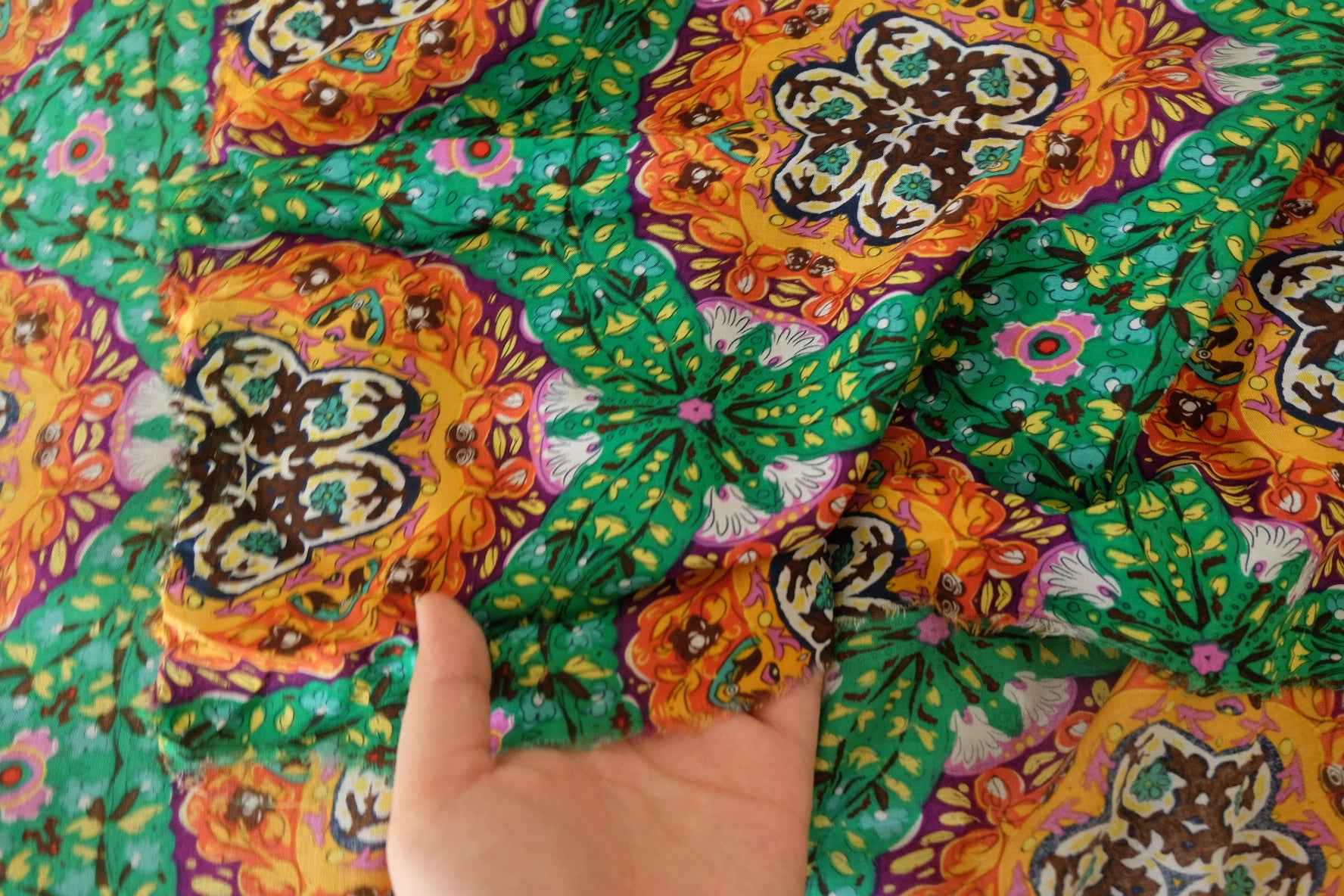 Bohemian Tile Print Rayon Challis Fabric – Per Yard