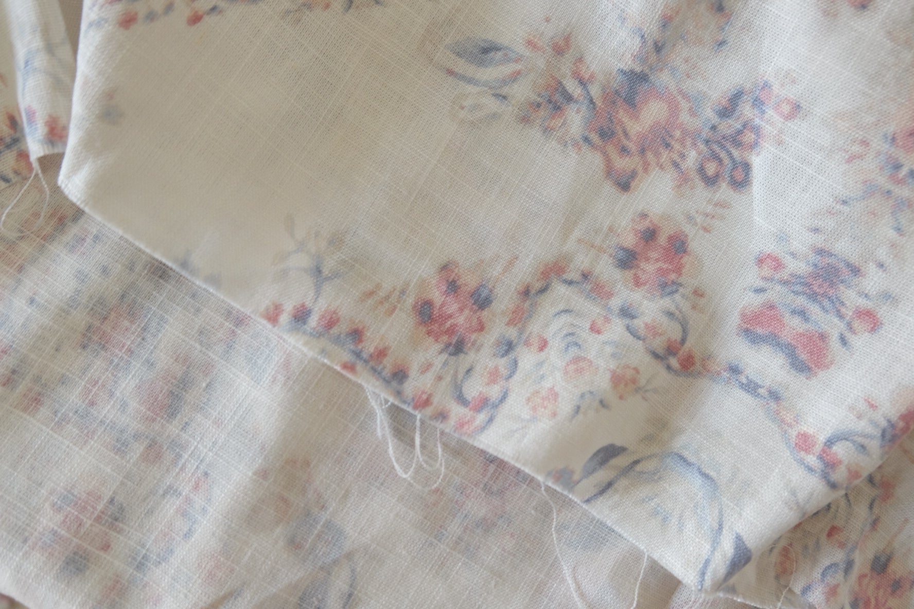 Soft Washed Floral Linen Cotton Fabric – 1.6 yd