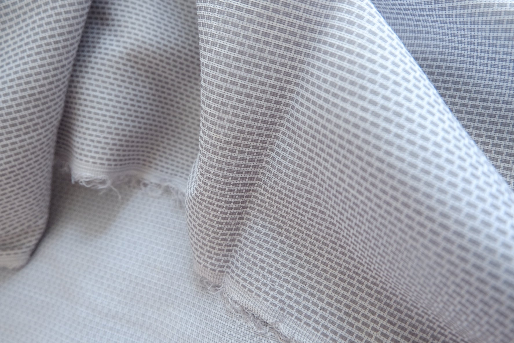 Soft Grey-Blue Ramie-Cotton Check Fabric - 2.19 yd
