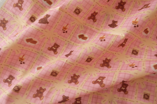 Sweet Little Teddy Bears – Pink Printed Cotton Lawn – 2.2 yd