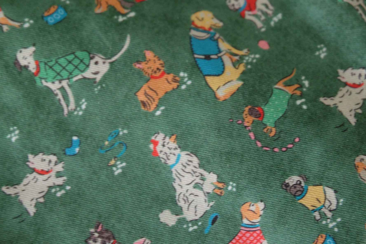 Playful Dog Print Cotton Twill Fabric – 2.2 yd