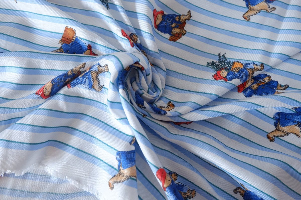 Winter Adventures – Vintage Bear Stripe Cotton Twill Fabric – 2.19 / 3.3 yd