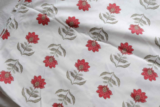 Red Botanical Stretch Cotton Poplin – 2.2 yd