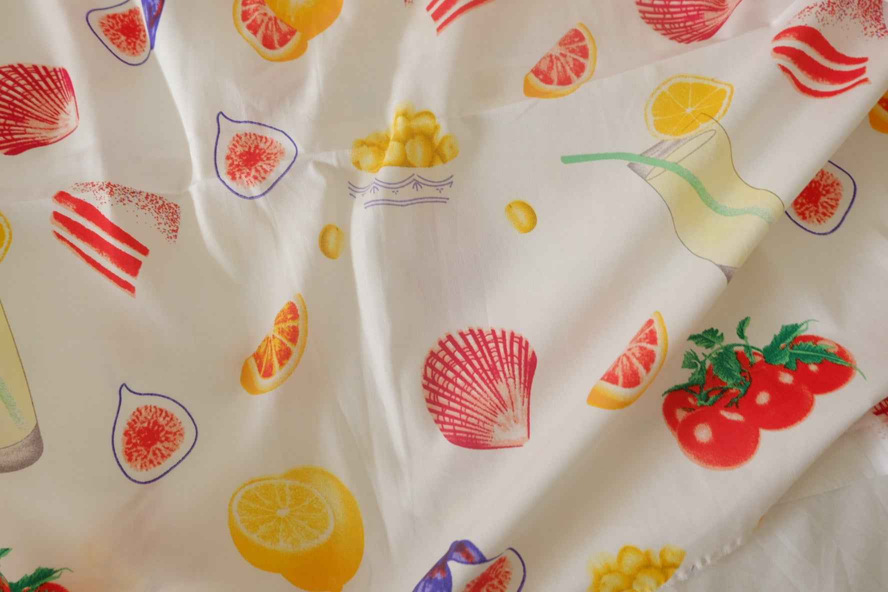 Summer Fruit Picnic Cotton Poplin Fabric – 2.2 Yards / 1.6 Yards