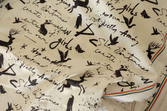 Black Ink Illustration Dense Cotton Poplin Fabric – 2.2 yd