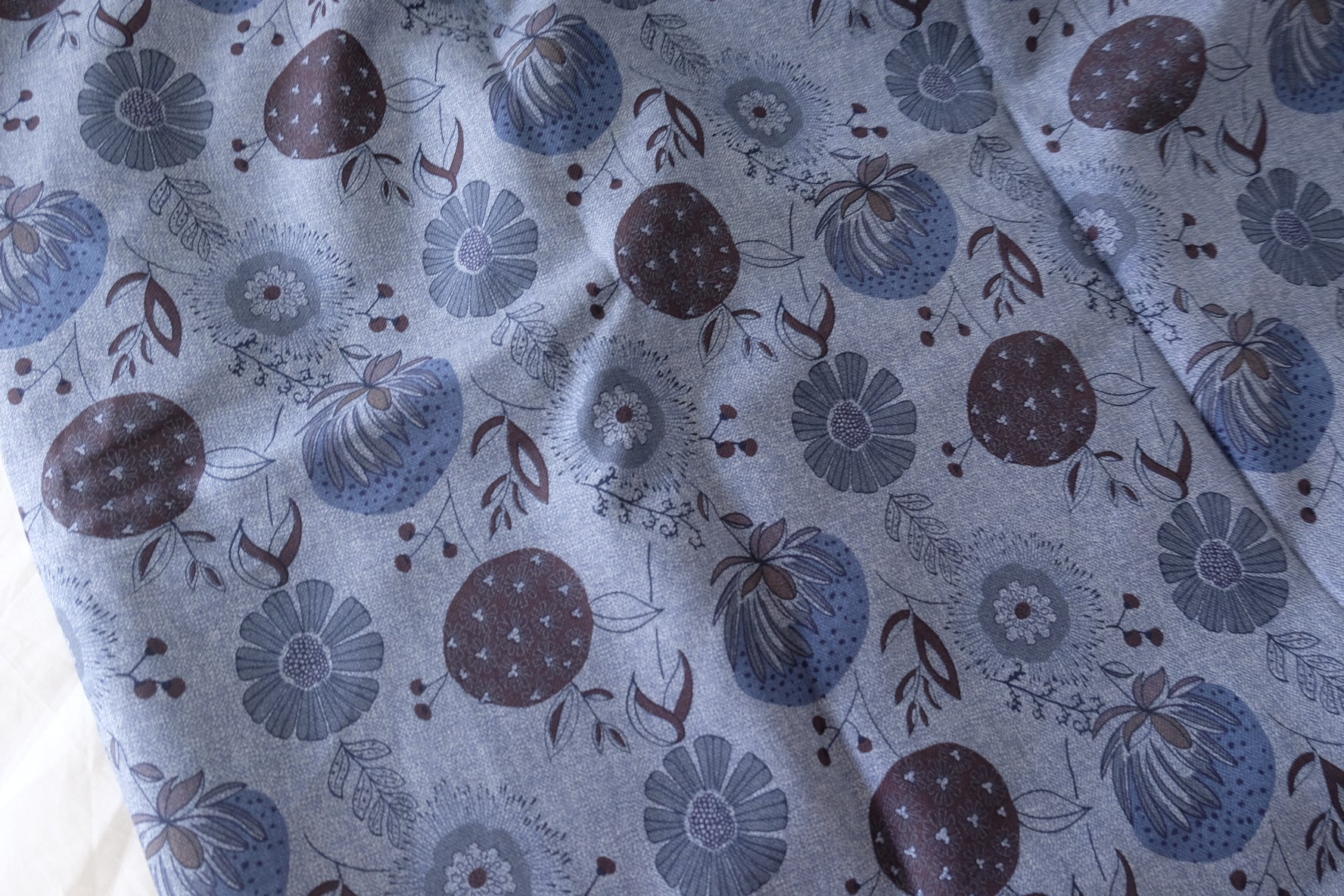 Soft Cotton Linen Floral Berry Print Fabric  – 1.6 yd Cut