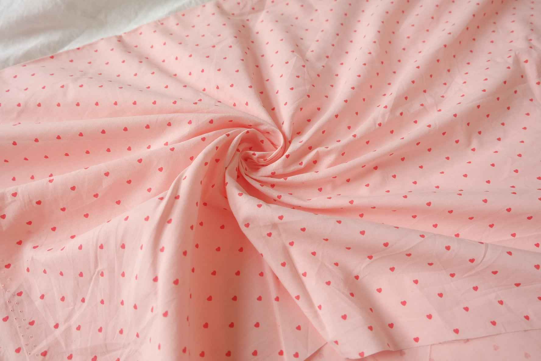 Pink Tiny Heart Cotton Poplin Fabric - 3.28 yd