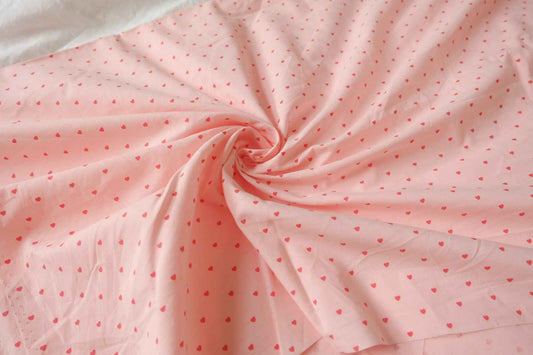 Pink Tiny Heart Cotton Poplin Fabric - 3.28 yd
